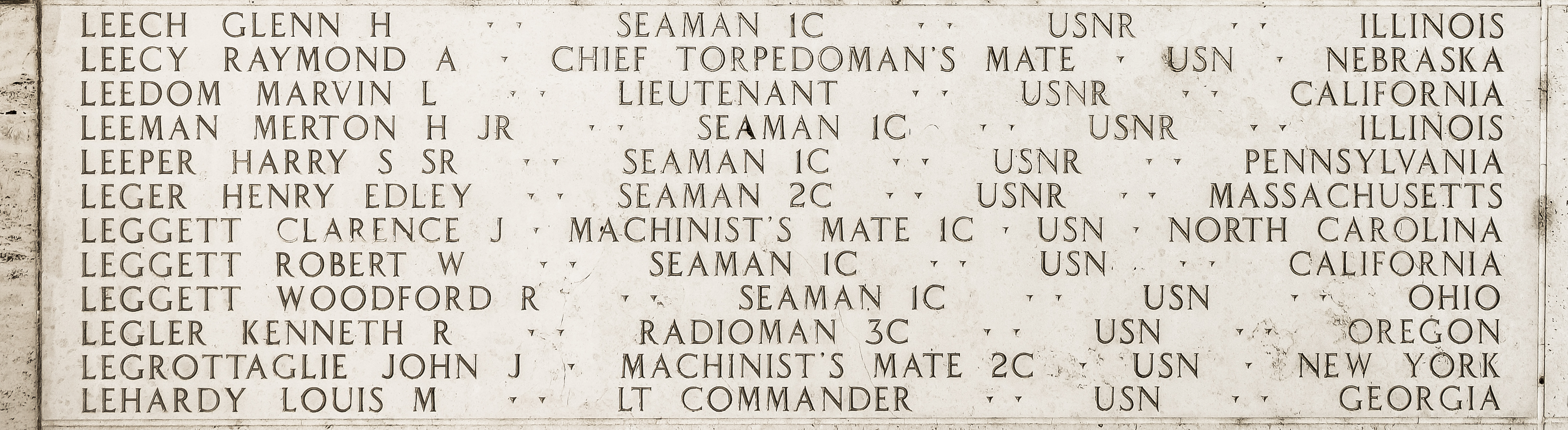 Kenneth R. Legler, Radioman Third Class